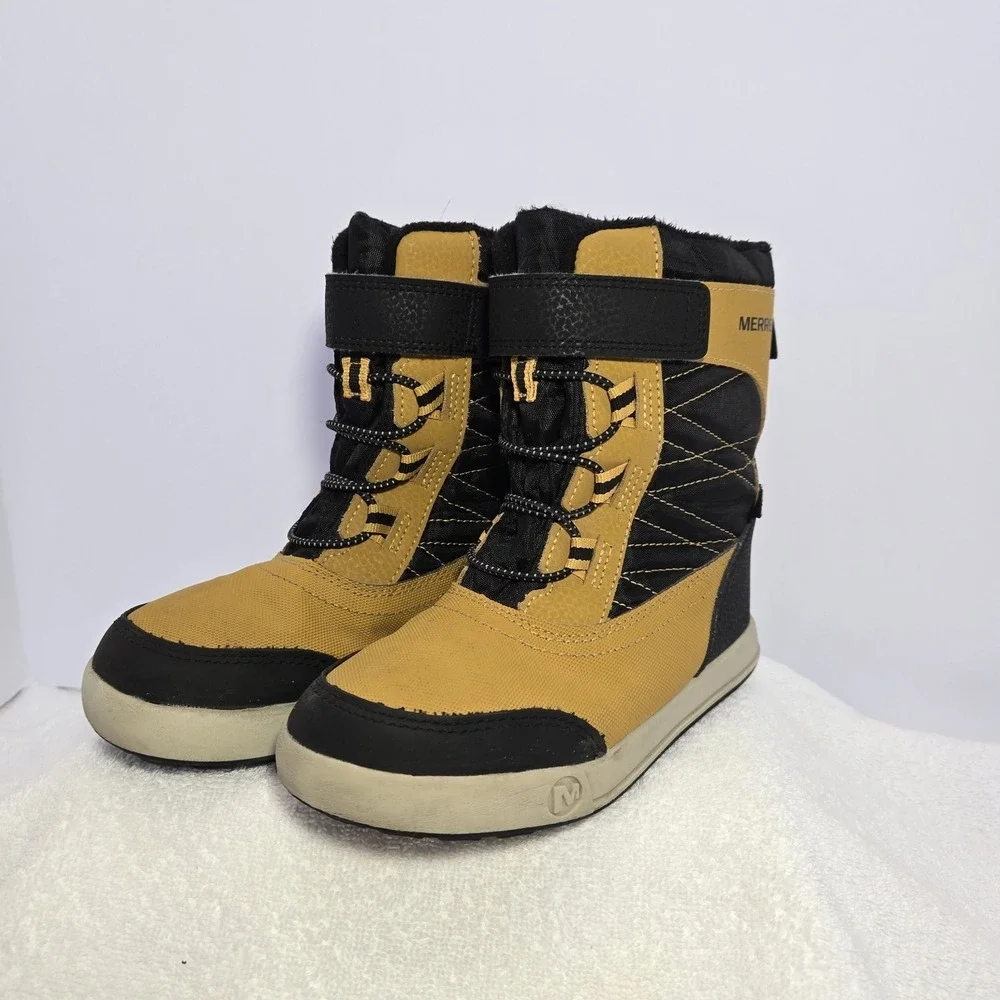 Merrell Kids Snowstorm Jr Yellow and Black Winter Boots Size 12 Waterproof Warm